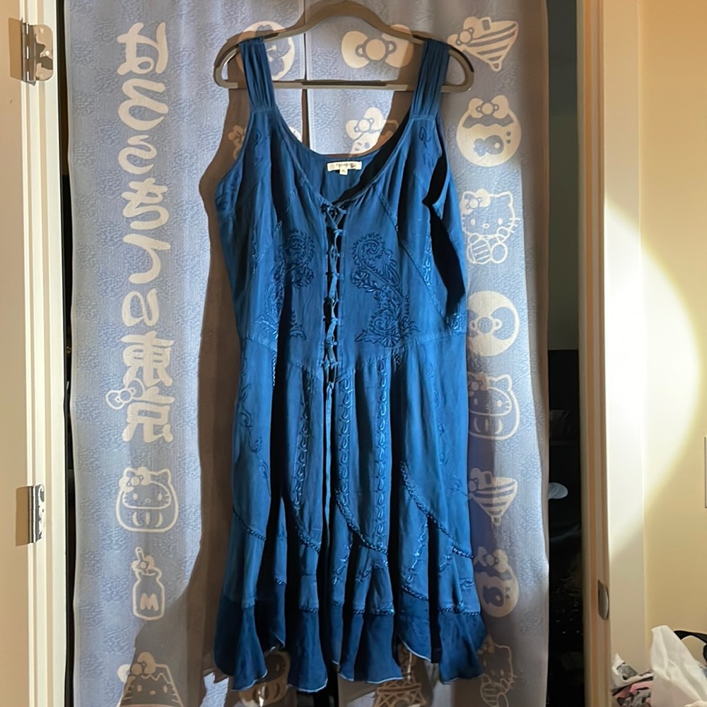 Rebellion again navy embroidered dress - fuego